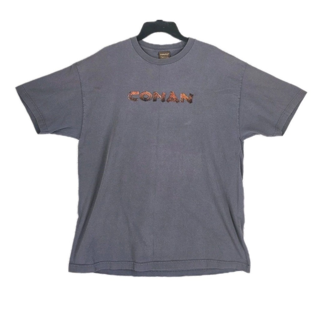 Conan Barbarian Logo T-Shirt Gray Men XL Nietzsche Quote 2-Hit Graphic Vtg USA